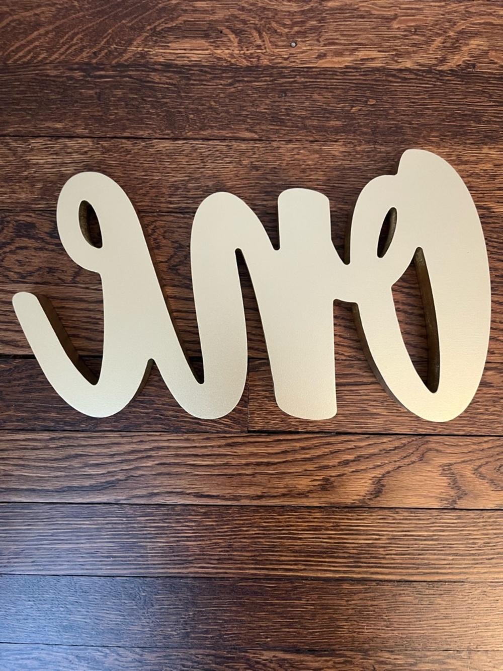 Gold "One" Script Tabletop Sign, First Birthday Sign - Picture 3 of 4